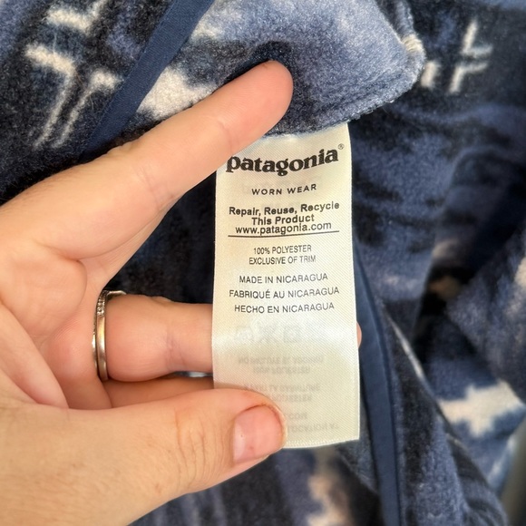 Patagonia Printed Synchilla Snap-T Stone Blue Aztec Print Medium - Picture 5 of 5
